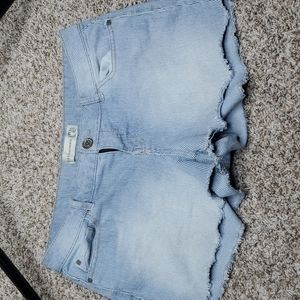 Striped denim shorts